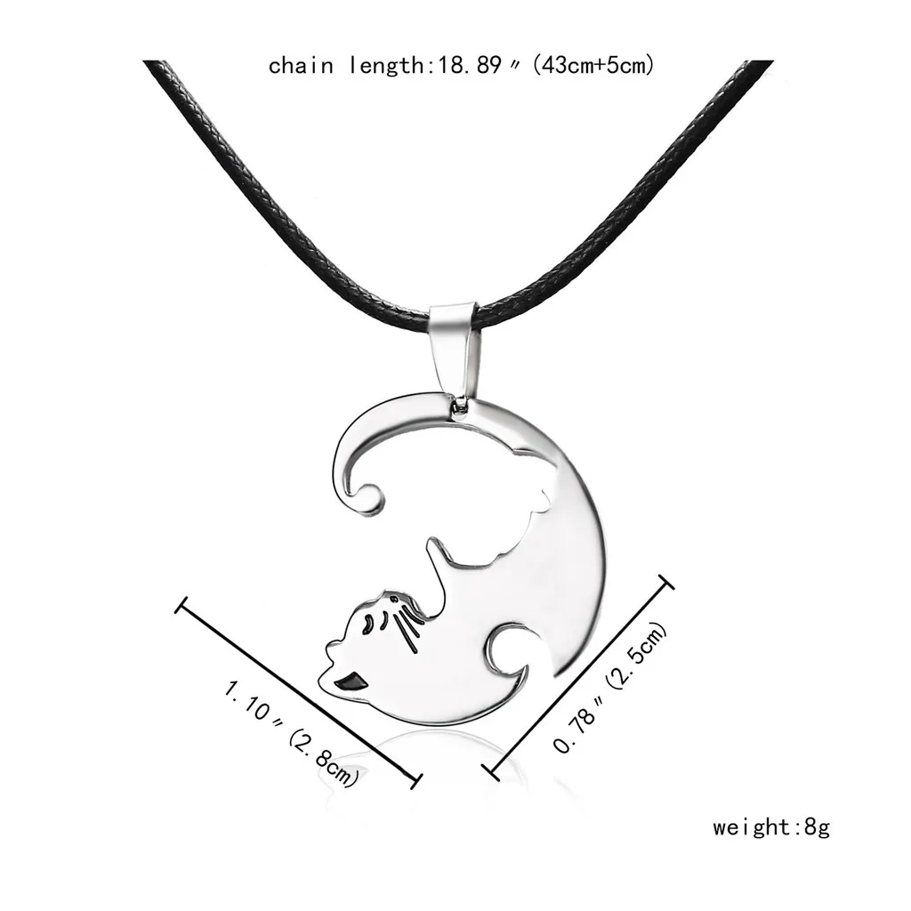 

Couples Jewelry Black White Couple Necklace Stainless Steel Animal Cat Pendant Necklace Party Women's Pendant Necklace 2021