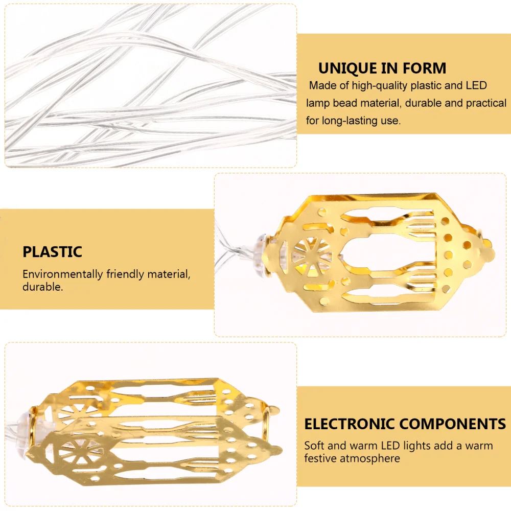 

1 Set String Lights Muslim Eid Party Light Decors with Battery (Golden)