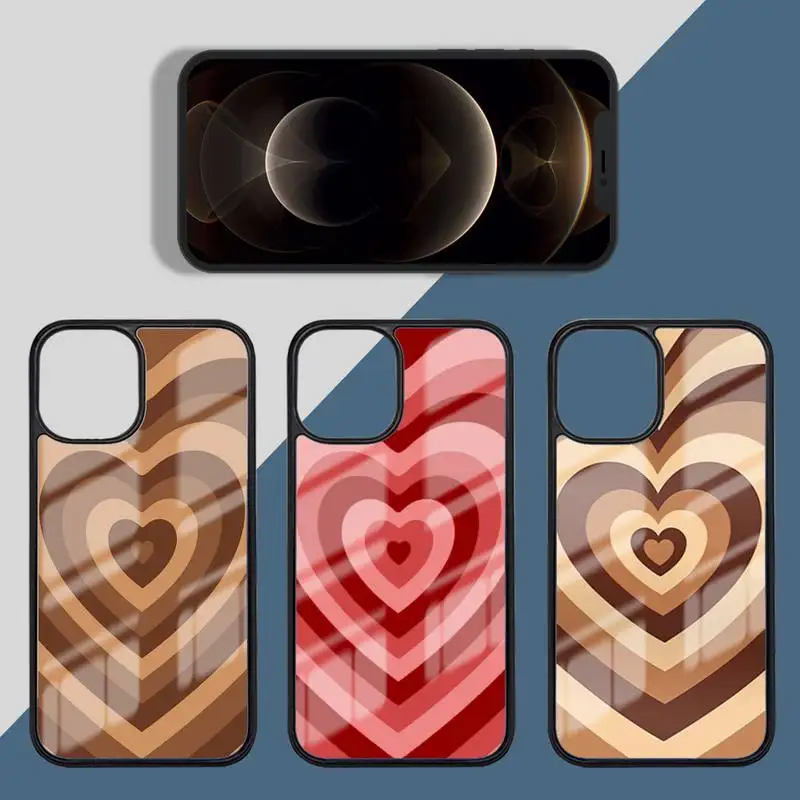 

Heart Circle Latte Love Coffee Heart Phone Case PC for iPhone 11 12 pro XS MAX 8 7 6 6S Plus X 5S SE 2020 XR Luxury shell funda