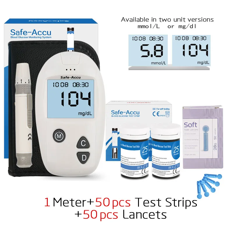 1Meter and 50 strip Accu, глюкометр для измерения уровня сахара в& Тесты полоски и Ланцеты 50/100 шт комплект глюкометра для диабетиков измеритель уровня сахара в крови для диабетиков Тесты er - Цвет: 1Meter and 50 strip