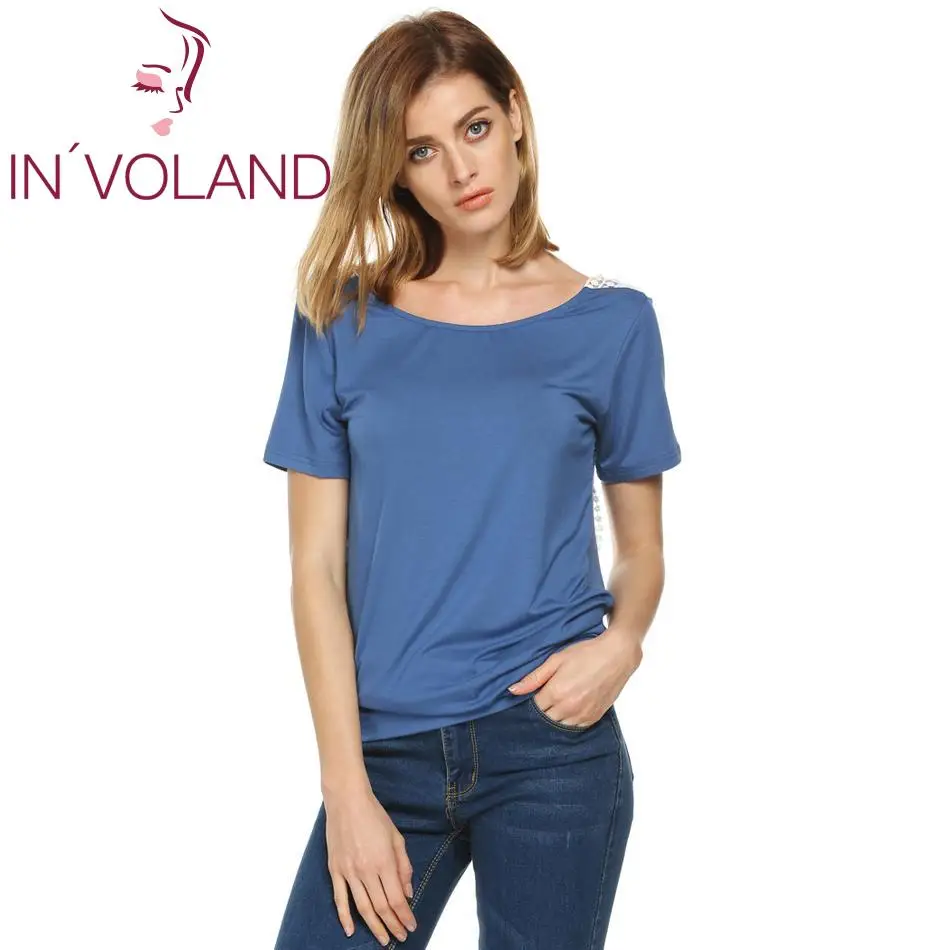 Женские повседневные Летние футболки с коротким рукавом кружевные лоскутные