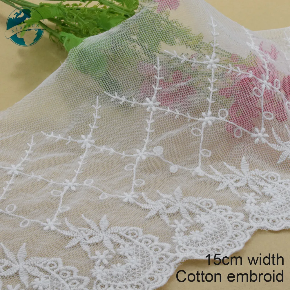

3yards 15cm wide cotton embroidery lace sewing ribbon guipure trim wedding decoration DIY dolls colthes Accessories lace#4008