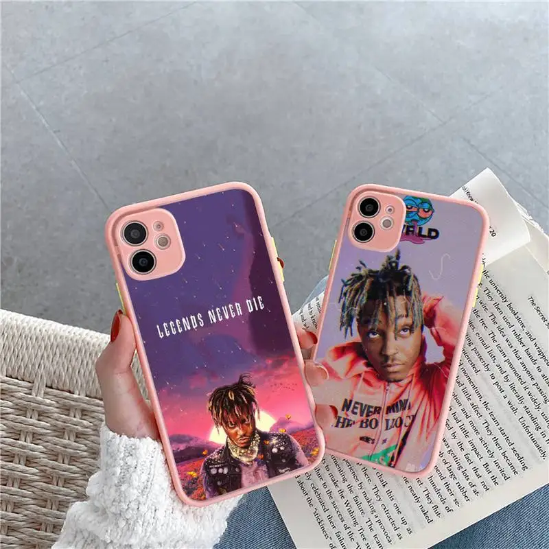 

juice wrld Phone Case For iPhone 12 11 Mini Pro XR XS Max 7 8 Plus X Matte transparent Pink Back Cover