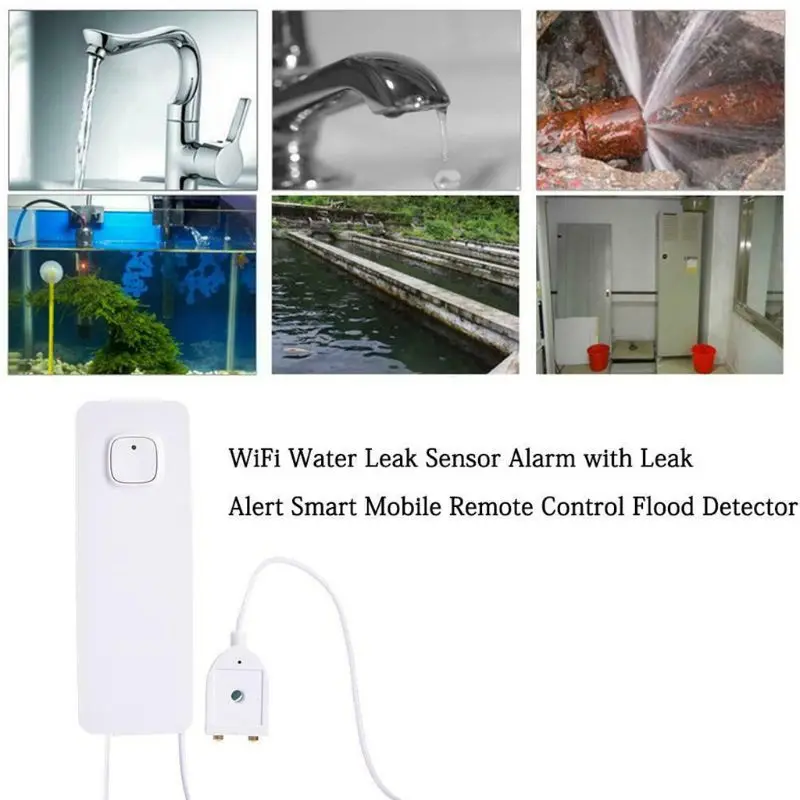 

2.4GHz Smart Water Sensor Wireless WiFi Flood Sensor Alarm System Leak Detector for Home Office Use Supplies