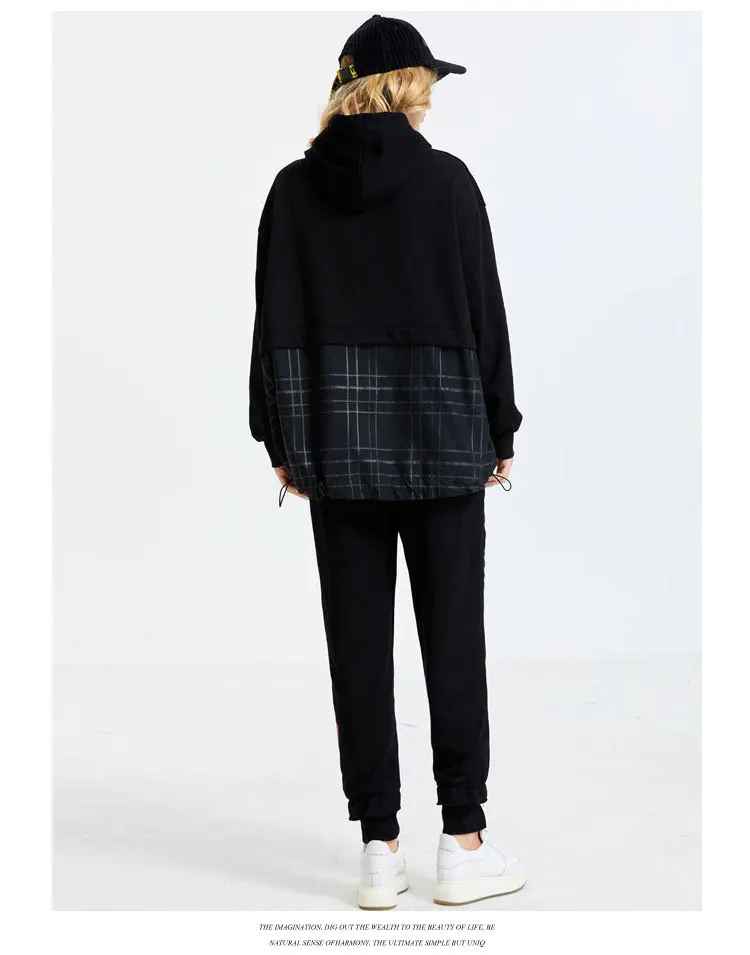 

Vefadisa Black Letter Print Pencil Pants Women 2021 Spring Drawstring Full Length Pants Patchwork Women Pants Loose QYF3481