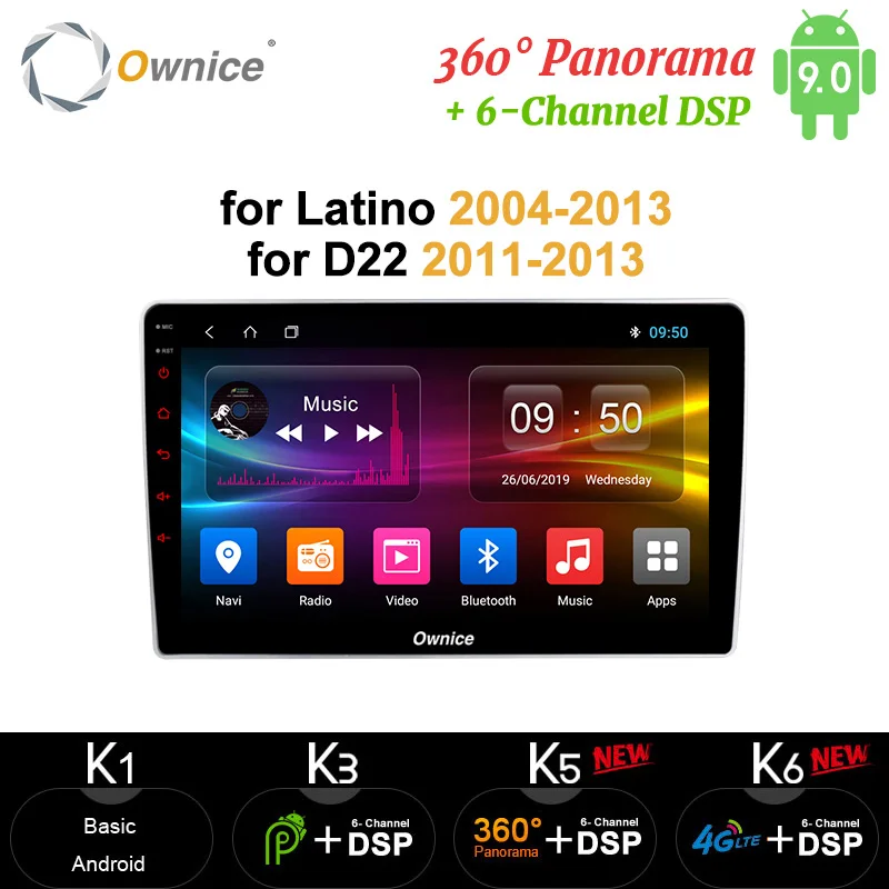 Ownice Android 9 0 Автомобильный GPS плеер DVD Радио Navi Vedio 4G LTE SPDIF DSP 360 панорама для Nissan Latino