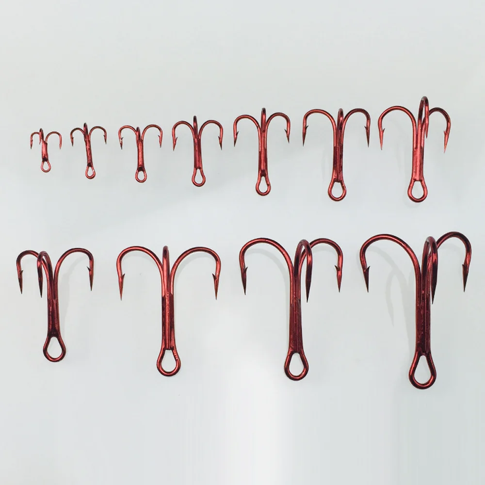 10 шт./лот тройной Якорный крючок из красного никеля рыболовные снасти 3/0 14 # острые
