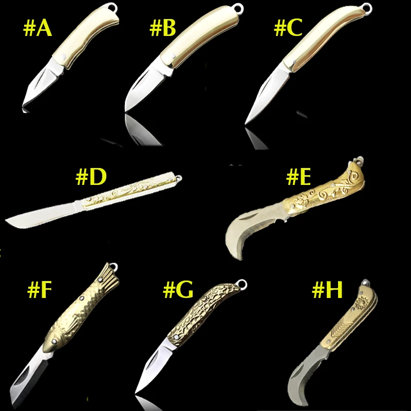 

Brass Folding Knife Pocket Keychain Portable Folder Knife Outdoor CampingTactical Rescue Tools Folding Hunting