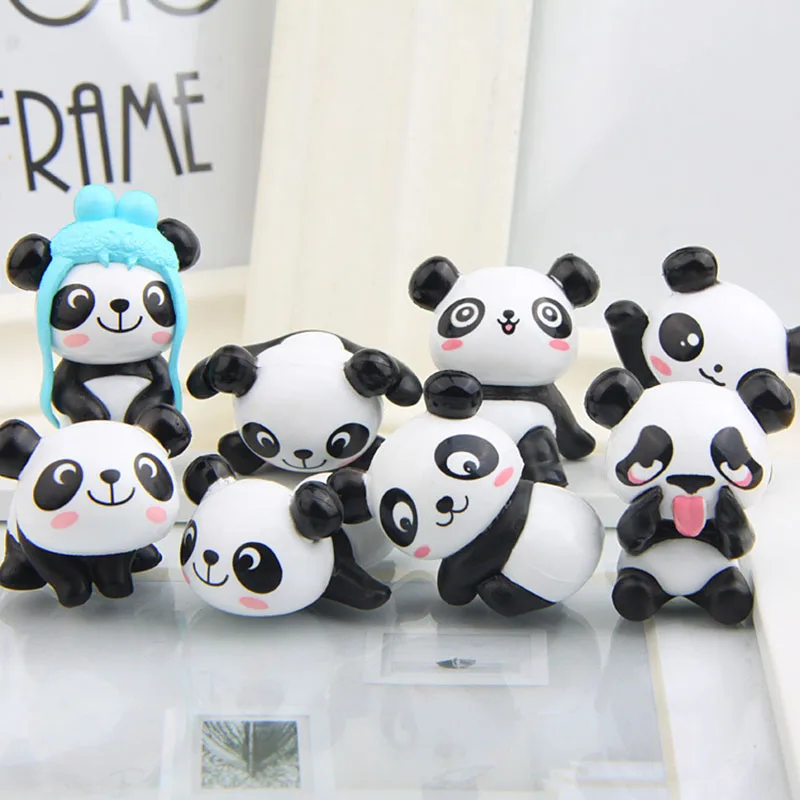 

8Pcs Cute Lifelike Panda Succulent Plants Bonsai Decoration Ornaments Garden Decor Mini Panda Figurine Resin Crafts Desk Decor