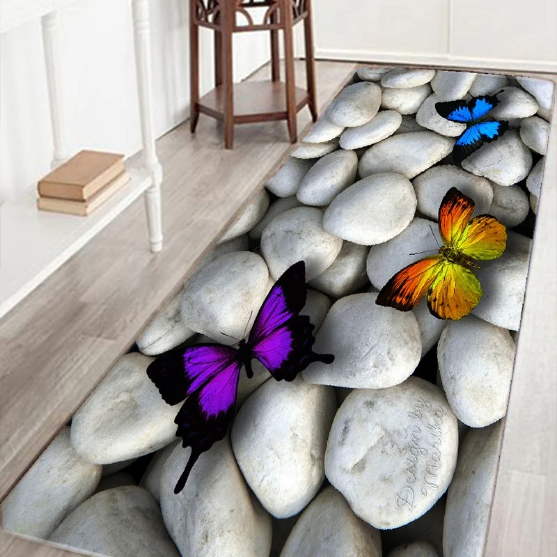 

Модные 3D Красочные бабочки кухня Нескользящие поглощающие воду Коврики для пола коврик для ванной ковер Противоскользящий коврик