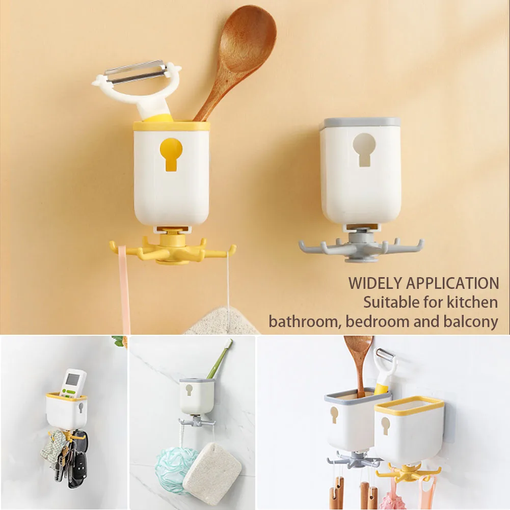 

Multifunctional Space Saving Wall Mounted Kitchen Utensil Accessories Storage Hooks Tableware Home Decor ABS 360 Degree Rotation