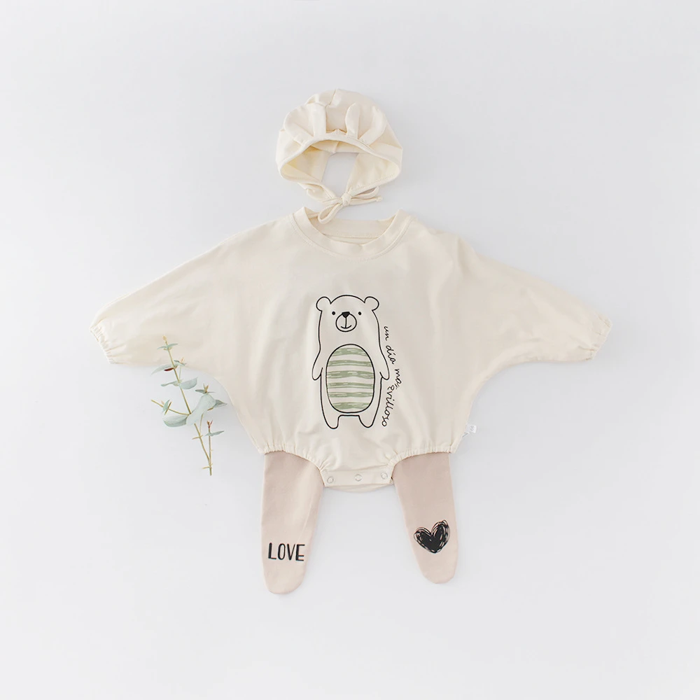 Koodykids/2020 г. весенне-осенние боди для маленьких мальчиков с коричневым медведем