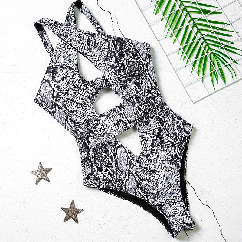 Цельный купальник бикини со змеиным принтом 2020| |