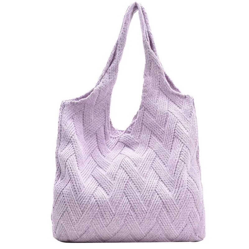 

Candy Colors Weave Shoulder Bags for Women 2021 High Capacity Tote Luxury Brand Designer Handbags Casual Female Shopper Bag