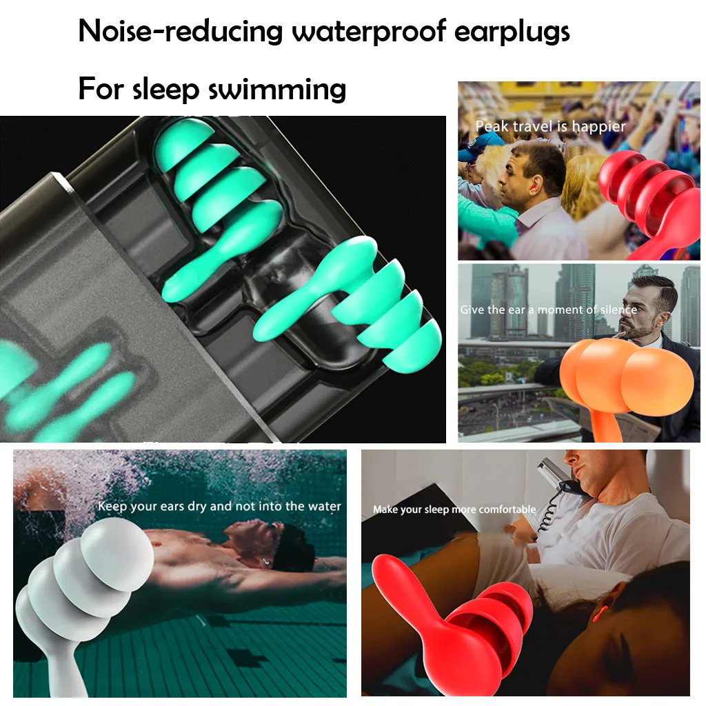 2 пары затычек для сна силиконовые затычки ушей шумоподавление плавание NRR 32