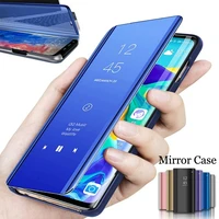 flip case for oppo realme c15 c11 c3 xt x2 cover mirror smart shockproof pu leather case for oppo a5 a9 2020 reno 3 4 pro