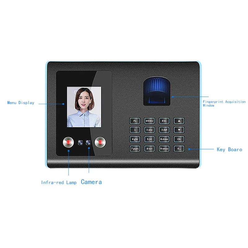 

ligent Attendance Machine Face Fingerprint Password Recognition Time Clock for Employees Timeclocks (US Plug)