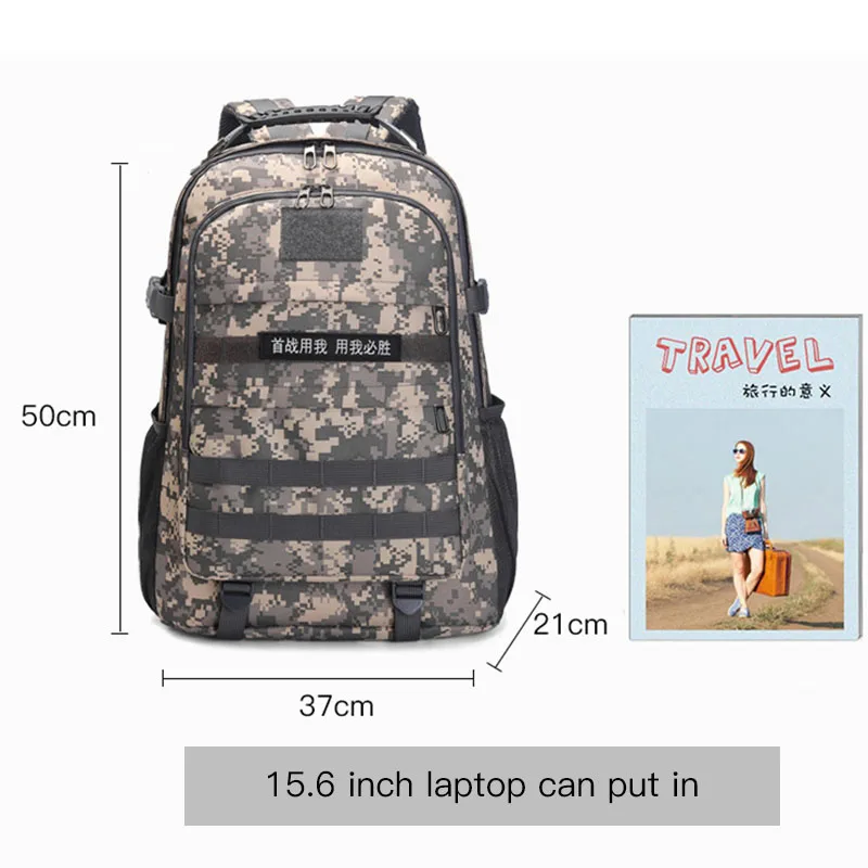 USB зарядка Мужской рюкзак для альпинизма военный тактический камуфляж походная