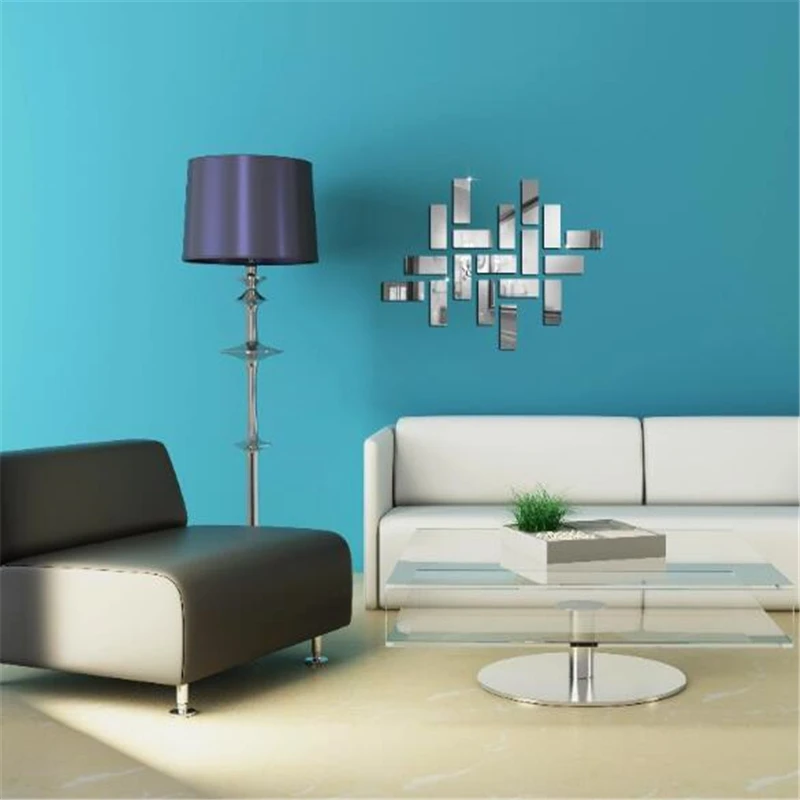 3D акриловая Зеркальная Наклейка на стену Геометрическая головоломка домашняя