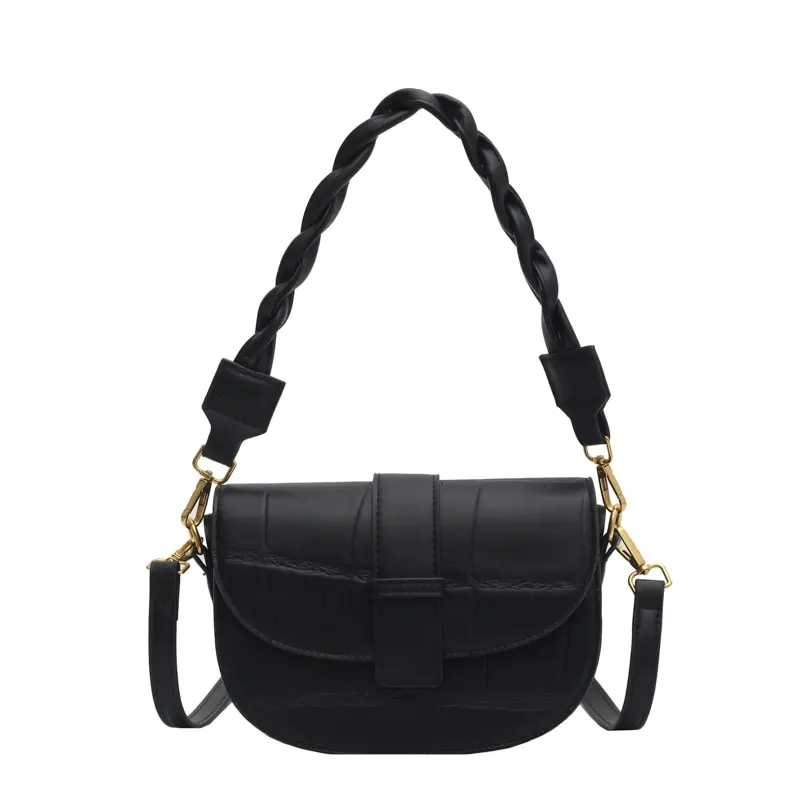 

Small PU Leather Saddle Crossbody Bags for Women 2021 Winter Simple Shoulder Bag Luxury Trending Branded Handbags and Purses