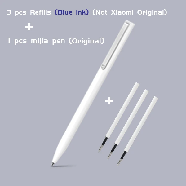 1pen with 3 Blue ink Ручка Xiao mi jia с 0,5 мм швейцарской заправкой 143 мм роликовый шариковый знак ручка mi Xio mi Sign шариковые черные чернила для ручки - Цвет: 1pen with 3 Blue ink