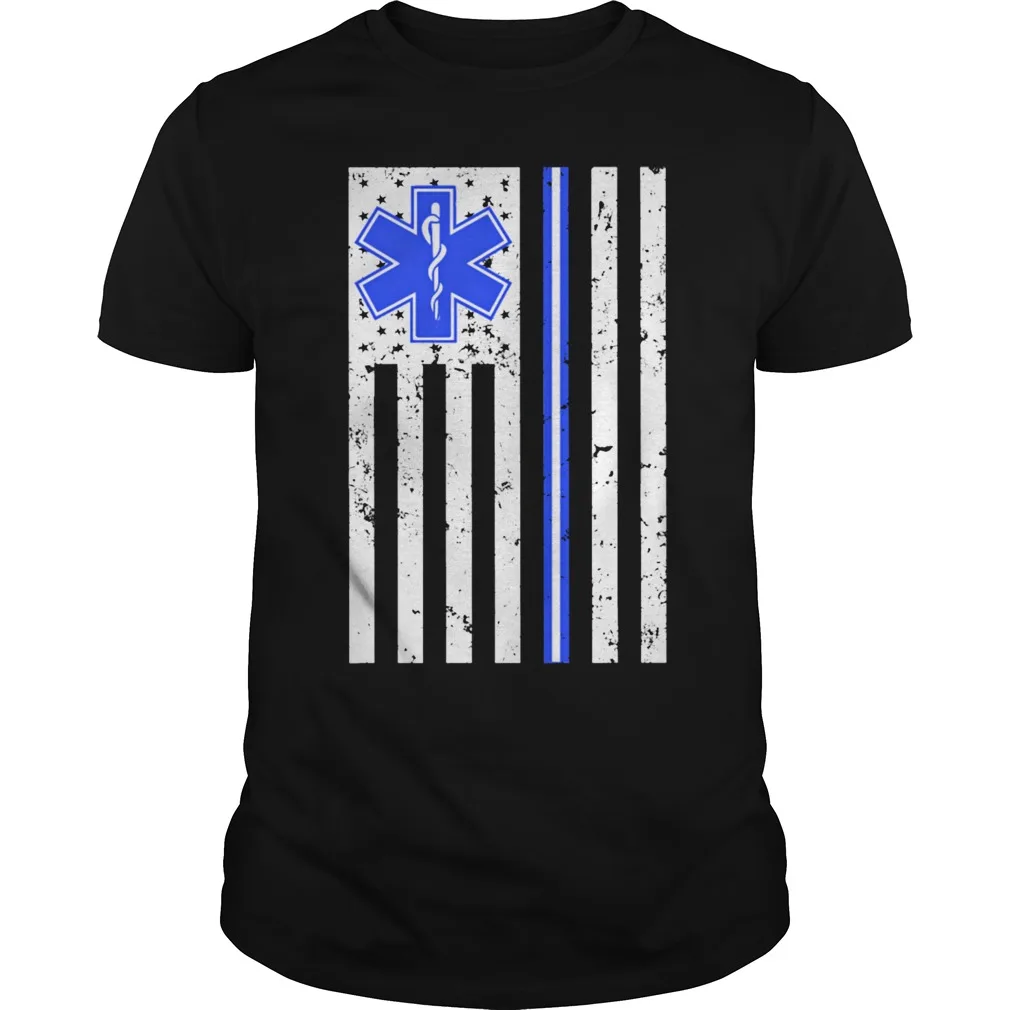 

Proud Paramedic Emt Ems Thin White Line Flag Men's T Shirt