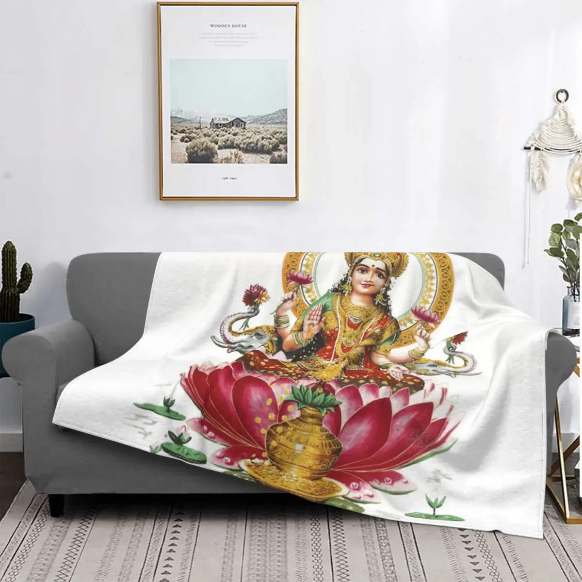 

Lakshmi-manta térmica de diosa de los hindúes, colcha a cuadros para cama, sofá a cuadros, mantas receptoras