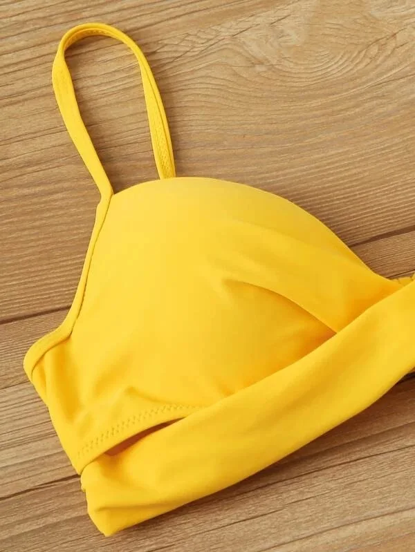 

2021 Sexy Solid Color Bikini Women Swimwear Bandeau Biquini Swimsuit Female Bathing Suit Push Up Bikini Set Beachwear