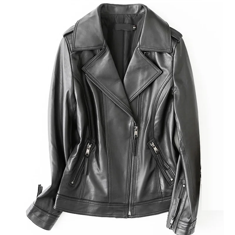 

New Women Outerwear 100% Genuine Leather Jackets Sheepskin Short Coats Motorcycle Windbreak Clothing Spring Autumn Female Jacket