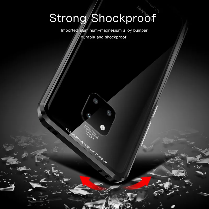 Магнитный чехол Luphie 360 для Huawei Mate 20 Pro P30 чехлы с передней задней стеклянной
