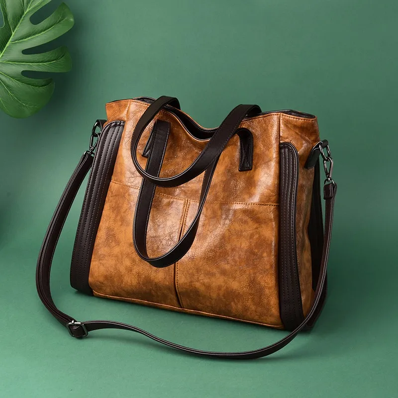 

2021 new retro ladies fashion handbag luxury designer ladies shoulder bag soft leather large capacity casual handbag and wallet