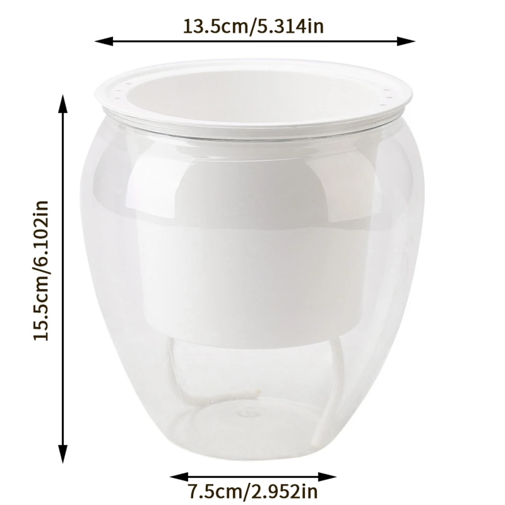 

Plastic Self Watering Pot Plant Flower Pot Succulent Plants Vase Automatic Transparent Flower Vase for Office Garden Storage