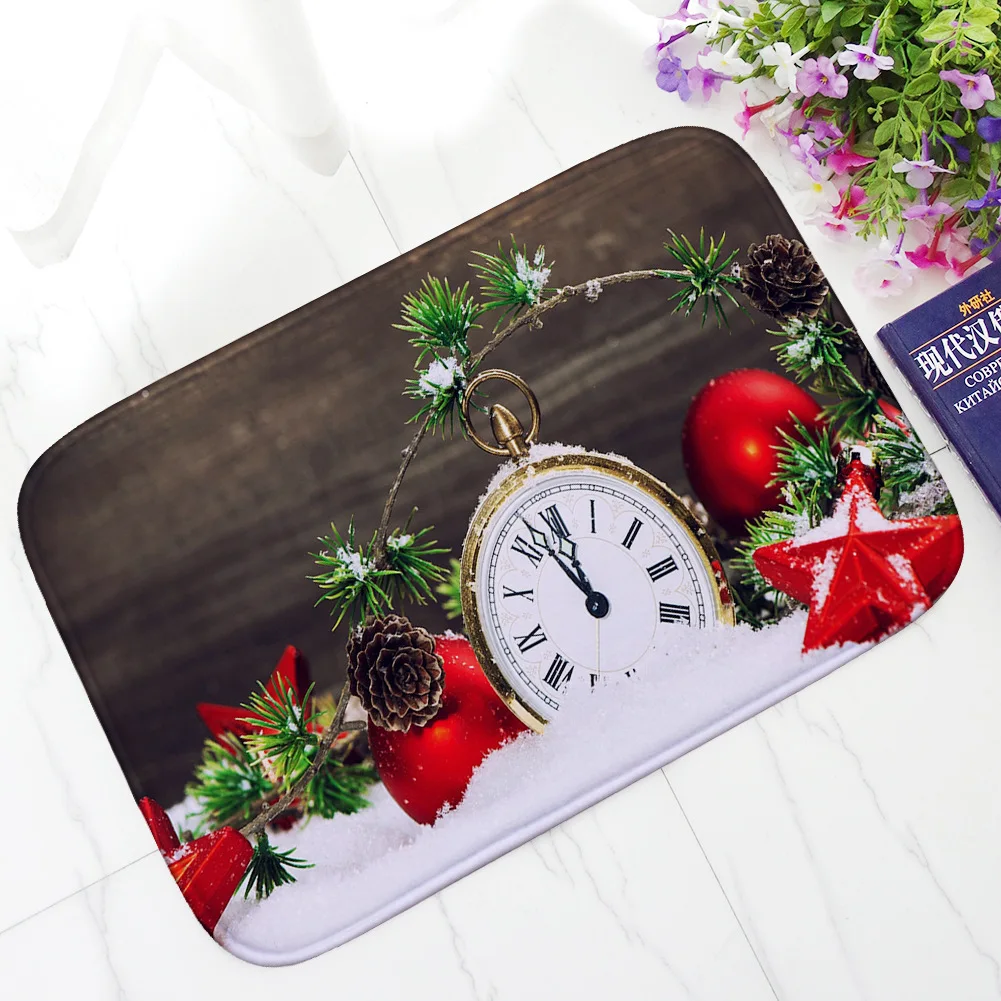 Рождественский коврик для входной двери фланелевый нескользящий впитывающий
