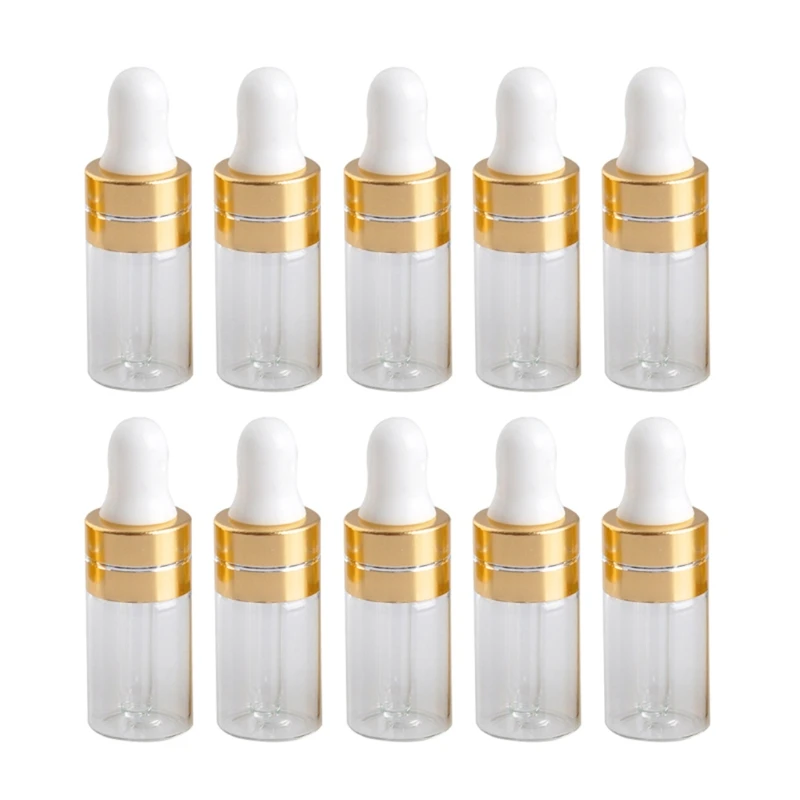 10 шт. 3 мл/5 мл многоразовый прозрачный мини пустой стеклянный флакон с пипеткой