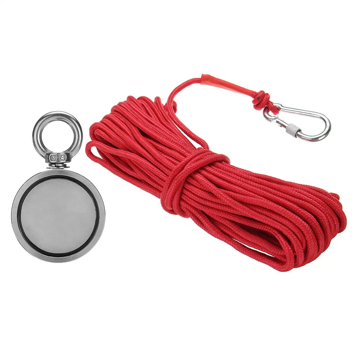 

600/800/1000KG Double-sided Powerful Round Neodymium Magnet Hook Salvage Magnet Sea Fishing Equipments Holder+Ring 20M Rope