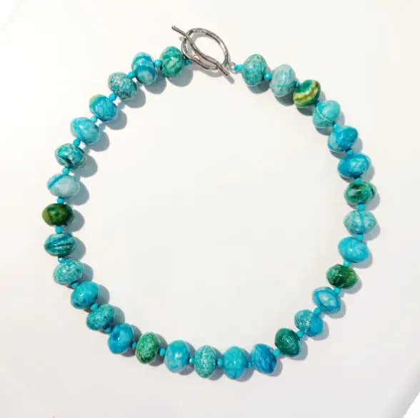 

New Arriver Favorite Women Fine Necklace Blue Green Gem Stone Turquoises Jaspers Necklace Nice Women Gift Good For Summer