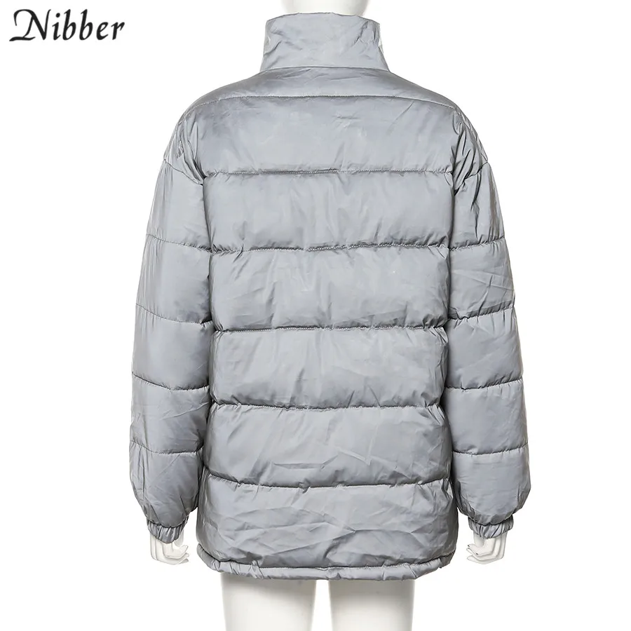 Nibber Winter Fashion Reflective Warm long Coat Womens top Jacket2019 club party Shining loose Outerwear mujer spring Parka Coat