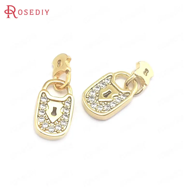 

4 шт., латунные подвески с фианитами, 40359 мм, 24 к