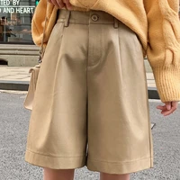 shorts female s 3xl buttons black pu leather shorts women 2022 autumn winter fashion loose five points leather short femme