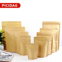 50 pcs of food grade kraft paper bag with zipper lock self supporting ziplock bag food storage gift sealed bag can be customized