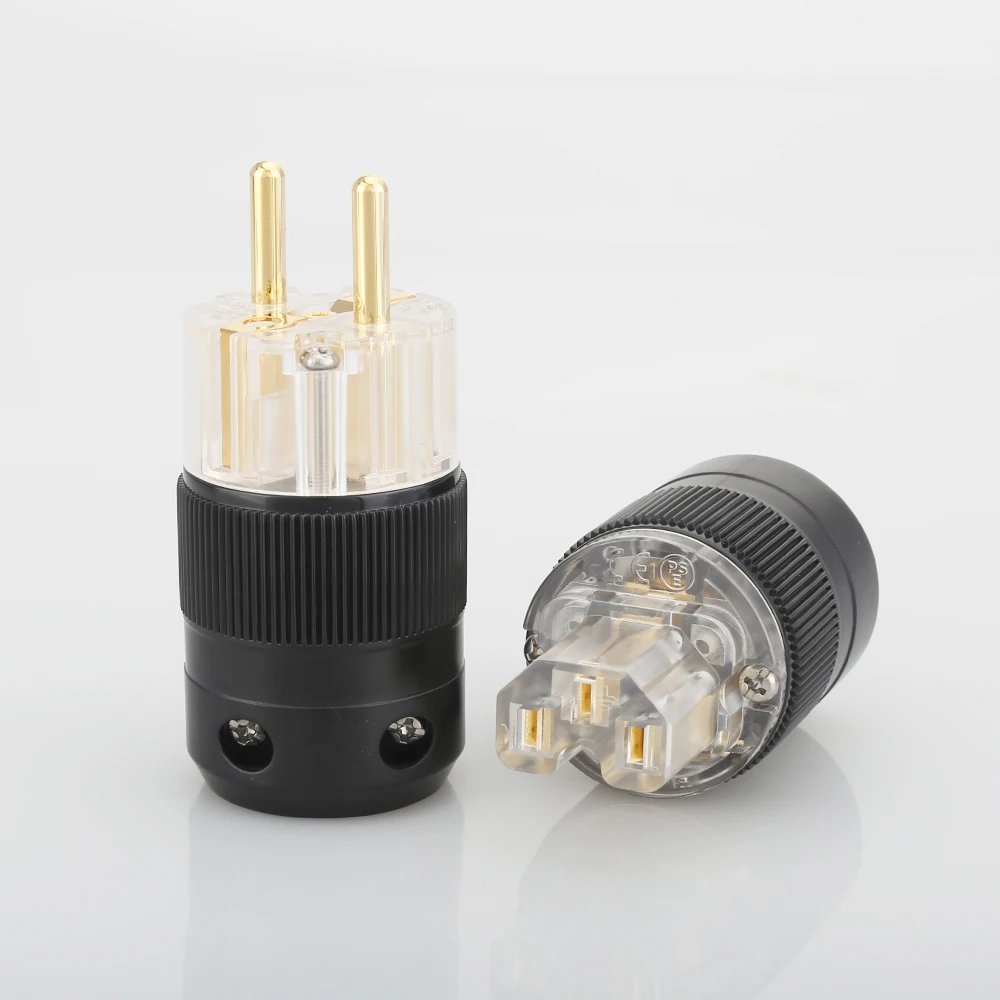 Латунный позолоченный блок питания Schuko европейская и вилка Hi Fi аудио разъем 1