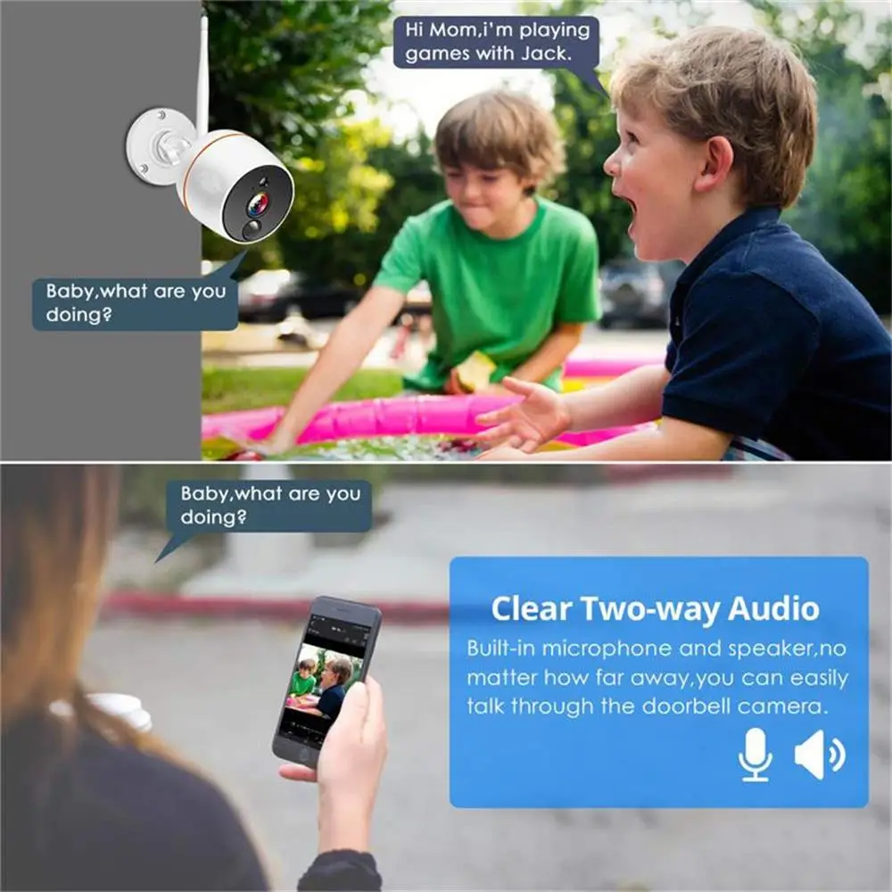 Wifi Camera Wireless NVR Surveillance-Kit Cctv-System Video-Security Outdoor SD Card Two Way Audio System 1080P 7" Touch Screen