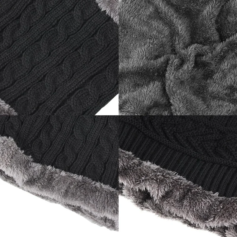 

Head Hat and Scarf Set Plush Thick Woolen Hat Knitted Hat Knitted Beanie Warm Scarf Outdoor Unisex Winter Hat