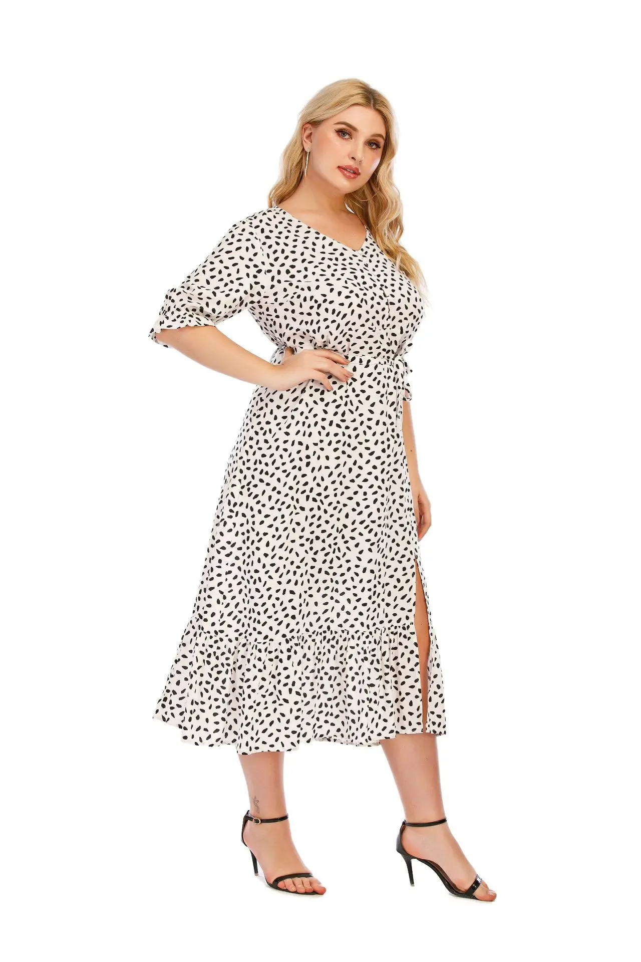 

2021 размера плюс 6XL Лето Женское с v-образным вырезом шифоновое платье макси пляжное платье с короткими рукавами женские свободные Вечерние п...