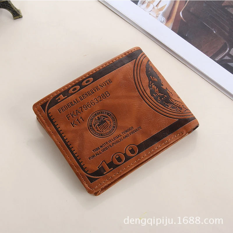 Bokinslon из искусственной кожи Короткий Мужской кошелек модный 100 USD Графический для