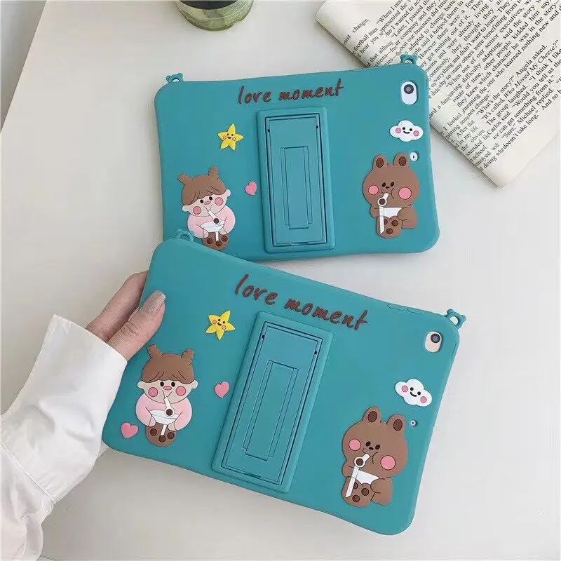 

Cute Cartoon Cover For iPad 9.7 iPad 10.2 inch iPad Air3 10.5 inch iPad pro 11 Tablet Silicon Kids shockproof Stand Case + pen