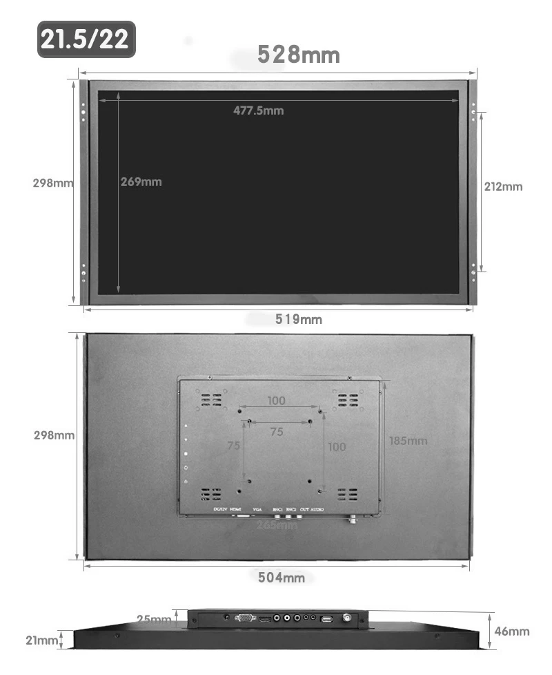 ZHIXIANDA цены по прейскуранту завода изготовителя HDMI BNC VGA USB Вход 21 5 Дюймов