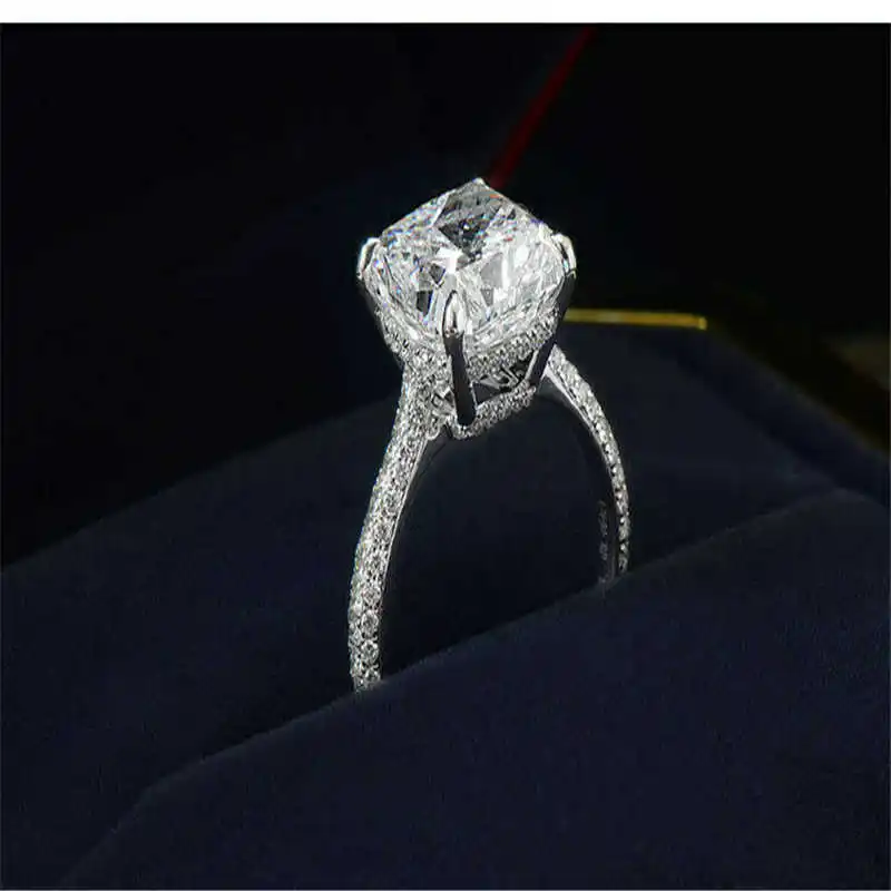 

Cut Jewelry Women Silver Color Ring Princess White 5ct CZ Luxury Wedding