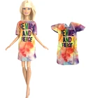NK 1 шт. Кукольное платье, юбка для уличного танца, модный наряд, рубашка с красочным узором для куклы Барби, аксессуары, одежда, игрушки для девочек, DZ