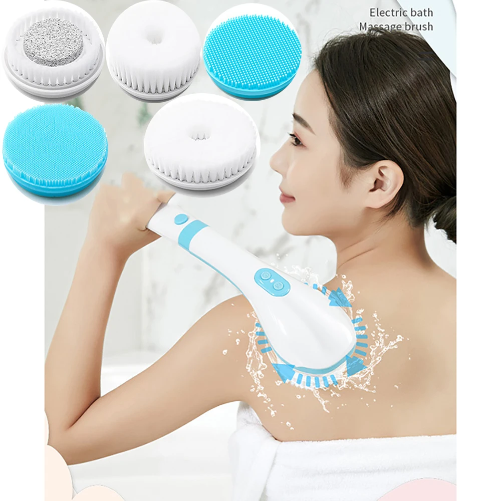

Electric Massage Bath Brush Waterproof USB Rechargeable Household Electric Massage Back Massage Long Handle Soft Hair Bath Brush